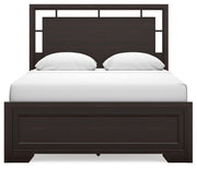 Covetown Queen Panel Bed with Mirrored Dresser in Dark Brown - PKG016802