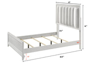 Cressida White Queen Upholstered LED Panel Bed - Lara FurnitureQueen Bed