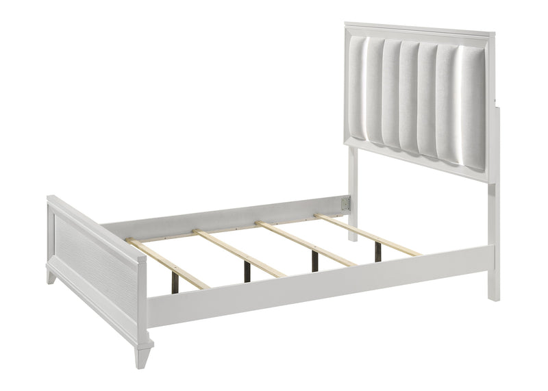 Cressida White Queen Upholstered LED Panel Bed - Lara FurnitureQueen Bed