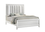 Cressida White Queen Upholstered LED Panel Bed - Lara FurnitureQueen Bed