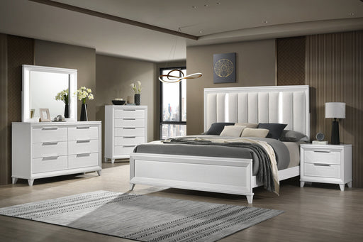 Cressida White Upholstered LED Panel Bedroom Set - Lara FurnitureBedroom Set