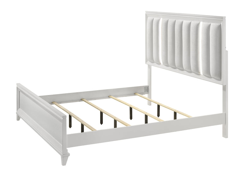Cressida White Upholstered LED Panel Bedroom Set - Lara FurnitureBedroom Set