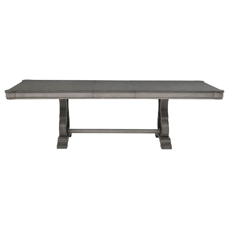 Cresswell 104-inch Double Pedestal Extension Dining Table Weathered Taupe - 107451