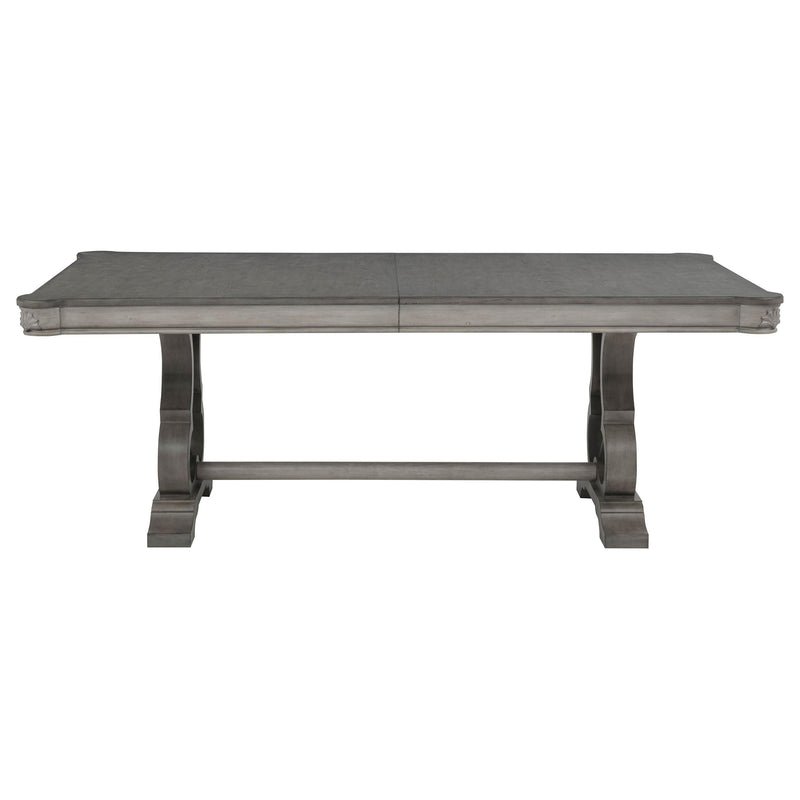 Cresswell 104-inch Double Pedestal Extension Dining Table Weathered Taupe - 107451