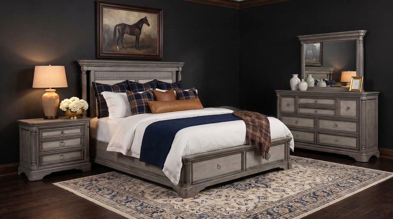 Cresswell 4-piece Eastern King Storage Bedroom Set Weathered Taupe - 225140KE-S4