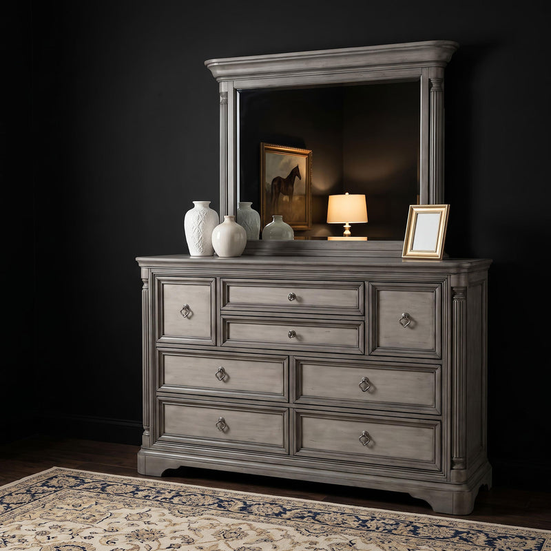 Cresswell 8-drawer Dresser with Mirror Weathered Taupe - 225143M