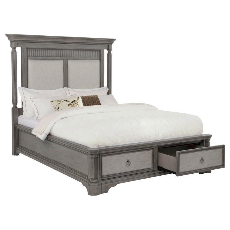 Cresswell Queen Upholstered Storage Platform Bed Weathered Taupe - 225140Q