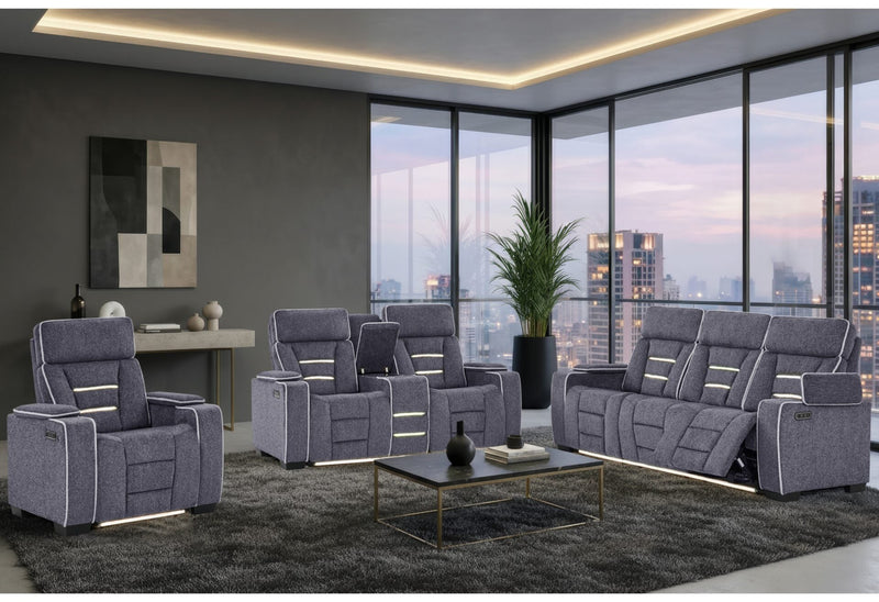 U1895 Grey P2 Reclining Sofa/Console Reclining Loveseat - U1895-GREY-P2 RS/CRLS