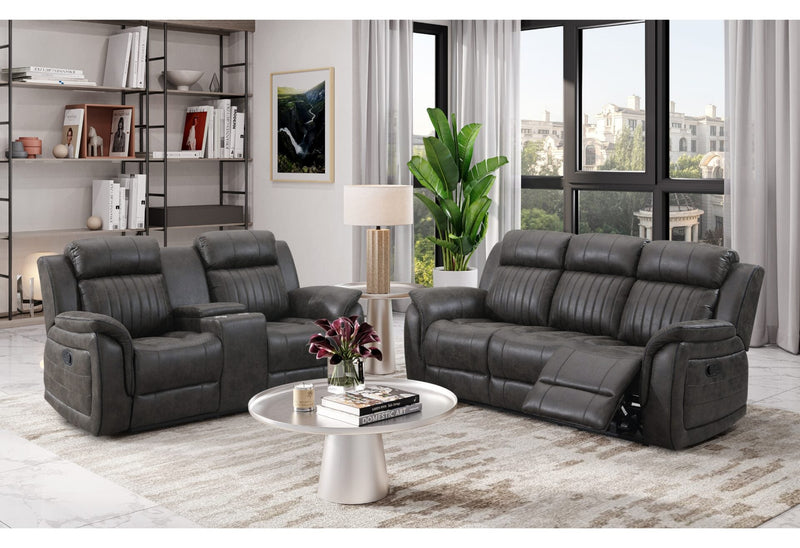 U8517 Grey Reclining Sofa/Console Reclining Loveseat - U8517-GREY-RS/CRLS-N
