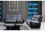 U5914/U5915 Grey/Black Rec Sofa/Crls W/Immersive Sound & Blue Led - U5914/U5915-GREY/BLACK-RS/CRLS + IS