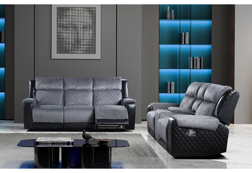 U5914/U5915 Grey/Black Rec Sofa/Crls W/Immersive Sound & Blue Led - U5914/U5915-GREY/BLACK-RS/CRLS + IS