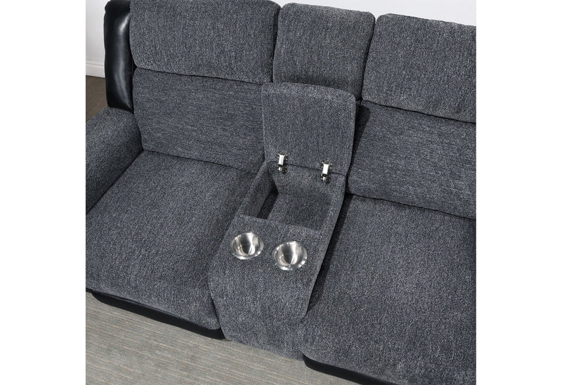 U5914/U5915 Grey/Black Rec Sofa/Crls W/Immersive Sound & Blue Led - U5914/U5915-GREY/BLACK-RS/CRLS + IS