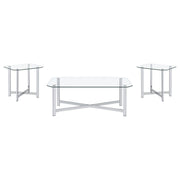 Cronin 3-piece Tempered Glass Top Coffee Table Set Chrome - 706568-S3