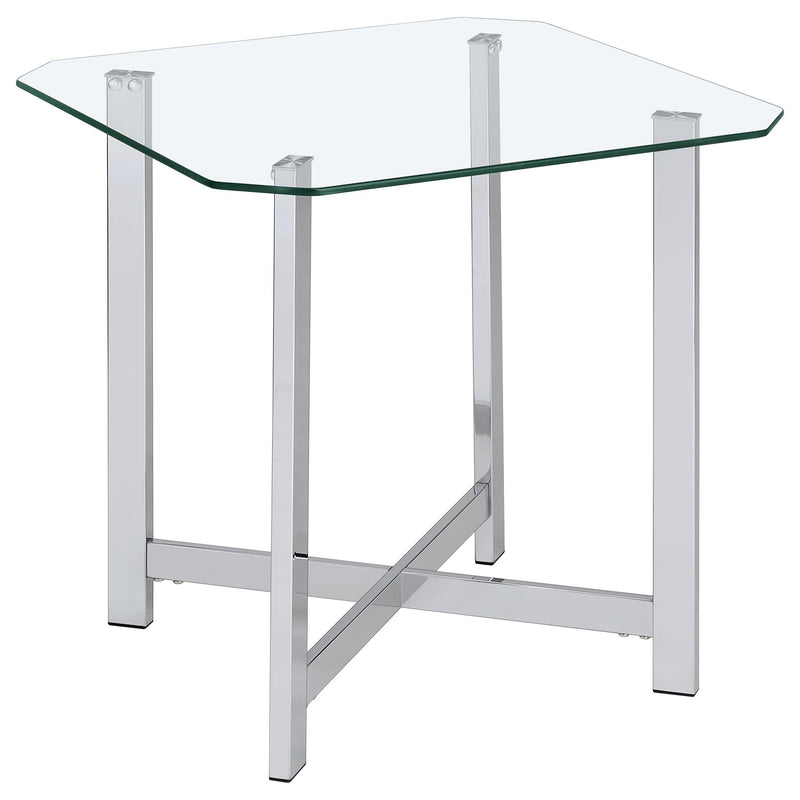 Cronin 3-piece Tempered Glass Top Coffee Table Set Chrome - 706568-S3