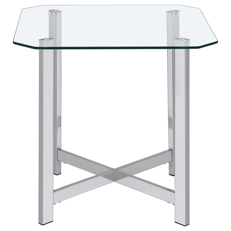 Cronin 3-piece Tempered Glass Top Coffee Table Set Chrome - 706568-S3