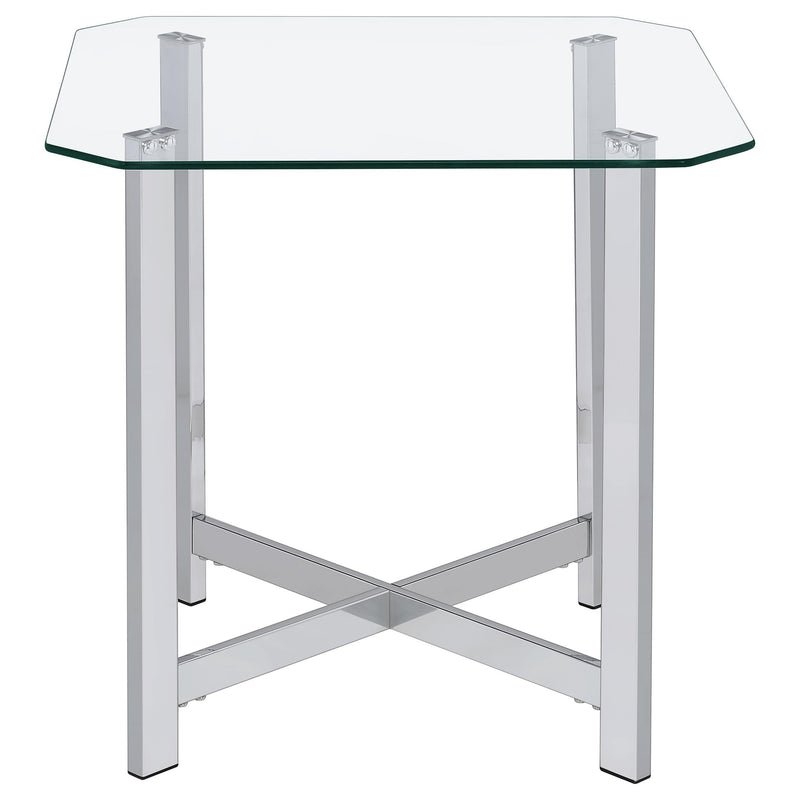 Cronin 3-piece Tempered Glass Top Coffee Table Set Chrome - 706568-S3