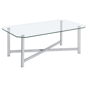 Cronin 3-piece Tempered Glass Top Coffee Table Set Chrome - 706568-S3