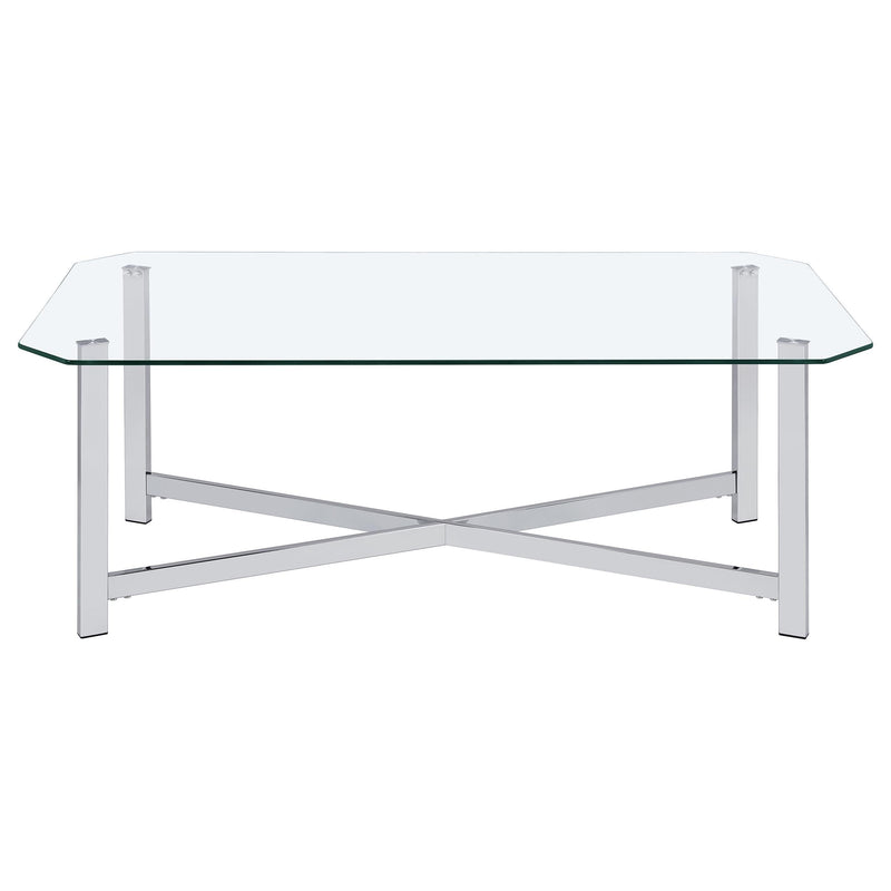 Cronin 3-piece Tempered Glass Top Coffee Table Set Chrome - 706568-S3
