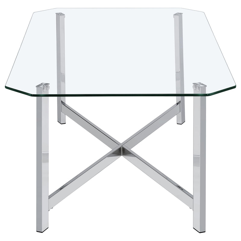 Cronin 3-piece Tempered Glass Top Coffee Table Set Chrome - 706568-S3