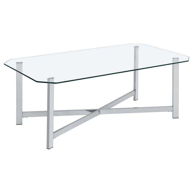 Cronin Rectangular Tempered Glass Top Cocktail Coffee Table Chrome - 706568