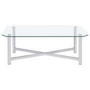 Cronin Rectangular Tempered Glass Top Cocktail Coffee Table Chrome - 706568
