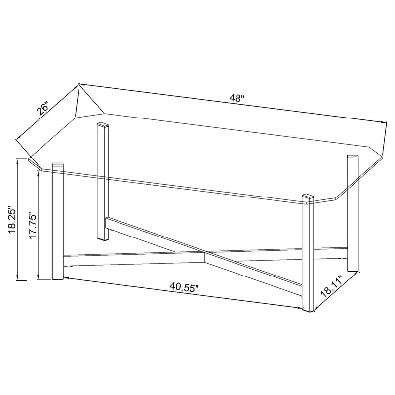 Cronin Rectangular Tempered Glass Top Cocktail Coffee Table Chrome - 706568