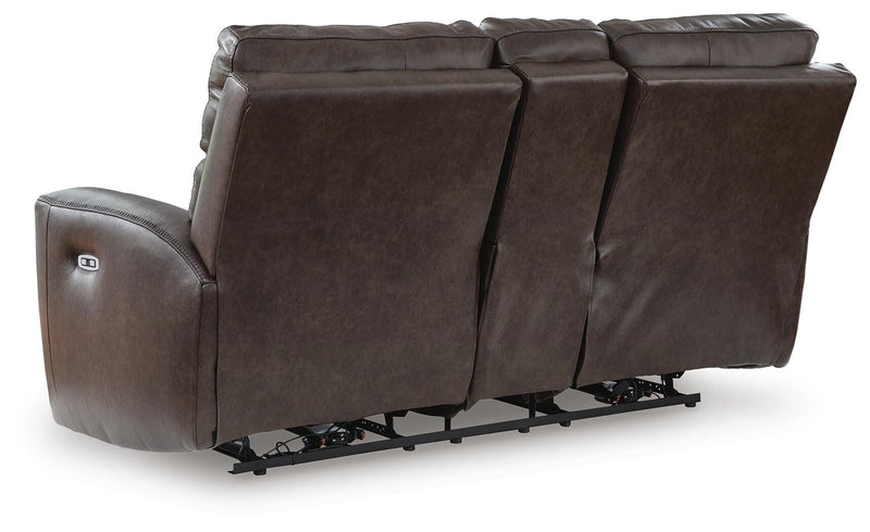 Crossplex Smoke Power Reclining Loveseat with Console - PCU6450618