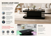 CT1016 BLACK 48X28X20 INCH COFFEE TABLE BLUETOOTH SPEAKER ,COLOR CHANGING LED AND WIRLESS CHARGER - 210000007831