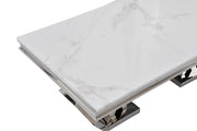 CT2000C 52 X 28 X 17.2  - SILVER STAINLESS STEEL + MARBLE  COFFEE TABLE - 210000007507
