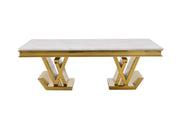 CT2000G 52 X 28 X 17.2  - GOLD STAINLESS STEEL + MARBLE  COFFEE TABLE - 210000007509
