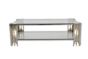 CT2011G 51 X 27 X 16 STAINLESS STEEL + GLASS COFFEE TABLE - 210000007377