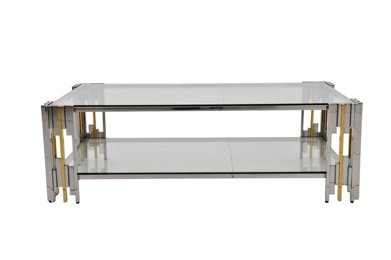 CT2011G 51 X 27 X 16 STAINLESS STEEL + GLASS COFFEE TABLE - 210000007377