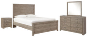 Culverbach Full Panel Bed with Mirrored Dresser and 2 Nightstands in Gray - PKG002423