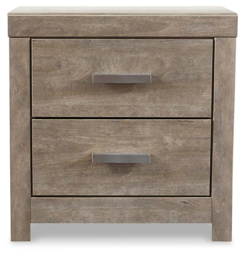 Culverbach King Panel Bed with Mirrored Dresser, Chest and Nightstand in Gray - PKG011531