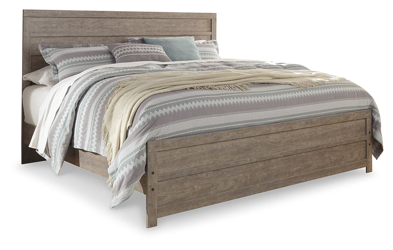 Culverbach King Panel Bed with Nightstand in Gray from Ashley - Lara Furniture