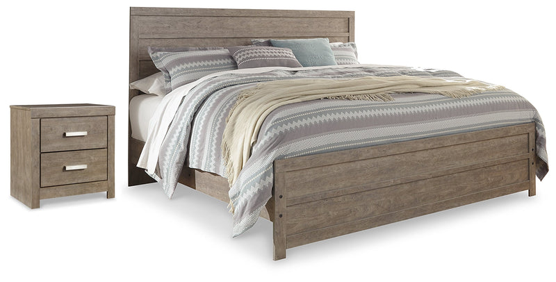 Culverbach King Panel Bed with Nightstand in Gray from Ashley - Lara Furniture