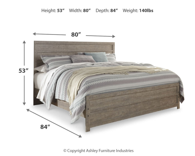 Culverbach King Panel Bed with Nightstand in Gray from Ashley - Lara Furniture