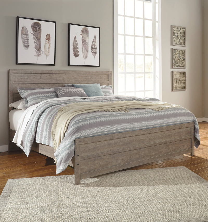 Culverbach King Panel Bed with Nightstand in Gray from Ashley - Lara Furniture