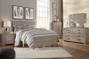Culverbach Queen Panel Bed with Mirrored Dresser, Chest and Nightstand in Gray - PKG011525