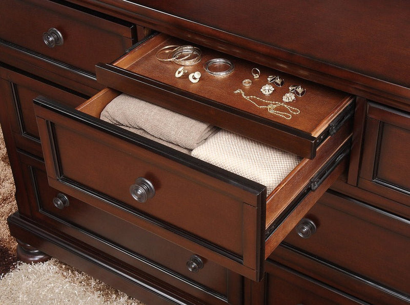 Cumberland Brown Cherry Sleigh Storage Platform Bedroom Set - Lara FurnitureBedroom Set