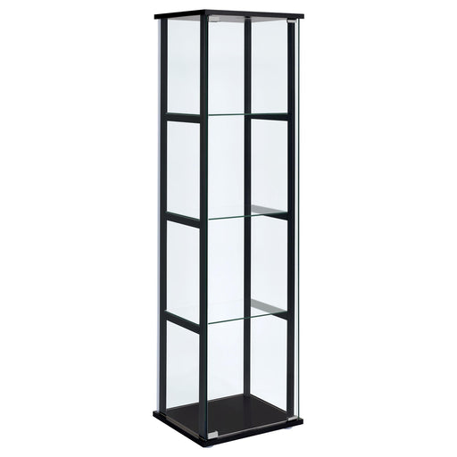 Cyclamen 4-shelf Clear Glass Curio Display Cabinet Black - 950171