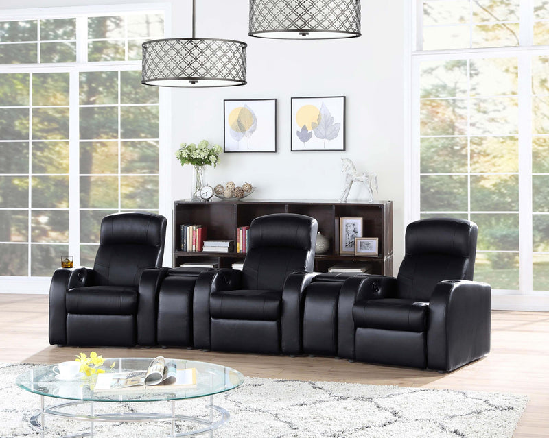 Cyrus Upholstered Home Theater Storage Wedge Console Black - 600002