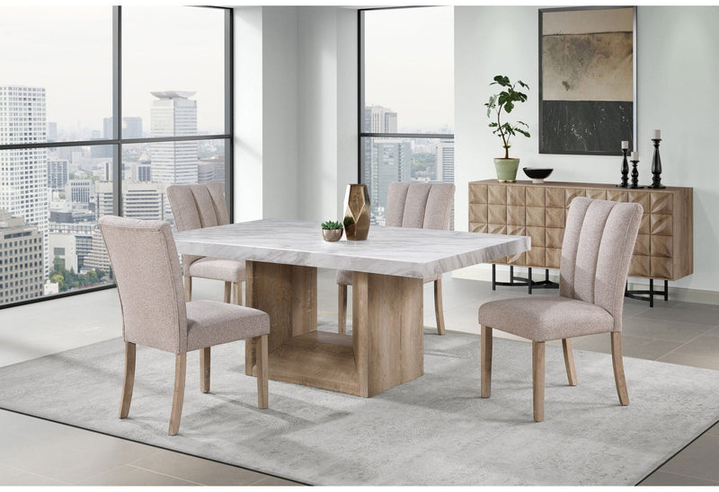 D02 Natural Dining Table + 6 D8683 Dining Chairs - D02DT-NATURAL+D8683DC-BEIGE 7PC
