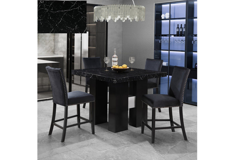 D04 Black Bar Table + 6 D04bs - D04BT-BLK+D04BS-BLK 7PC