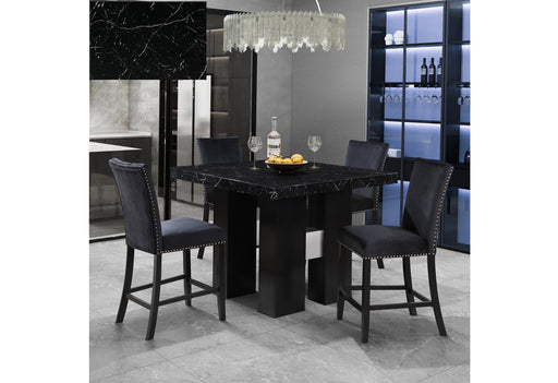 D04 Black Bar Table + 6 D04bs - D04BT-BLK+D04BS-BLK 7PC