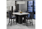 D04 White Bar Table And 6 D04 Black Bar Stool - D04BT-WHT+D04BS-BLK 7PC