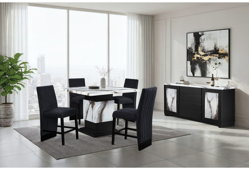 D12 Bar Table And 4 Bar Stools - D12BT+D12BS-BLK