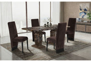 D12 Brown Dining Table With 6 D12 Brown Dining Chairs - D12DT-BRWN+D12DC-BRWN 7 PC