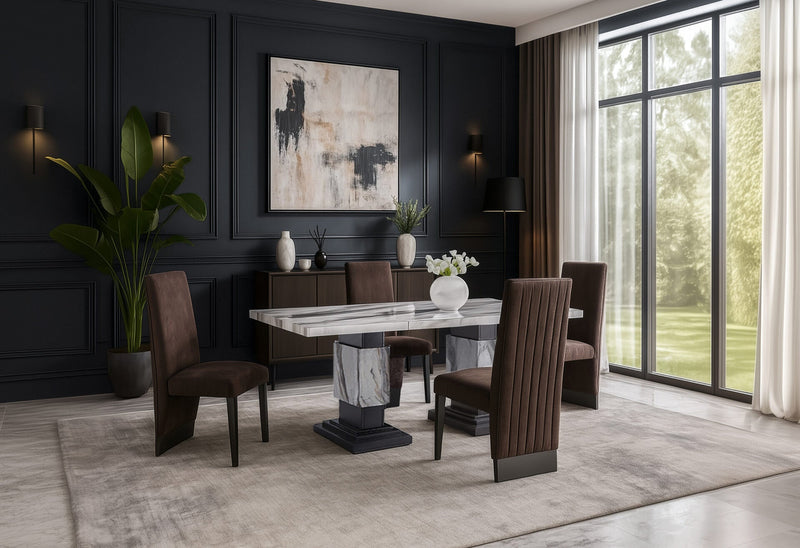 D12 Dining Table And 6 D12 Brown Dining Chairs - D12DT+D12DC-BRN 7PC