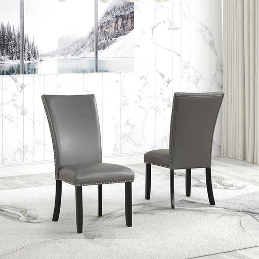 [D210-C] Vivian - Chair, PU / SOLID RUBBER WOOD, Gray Box: 1 of 1 Box of 2 - D210-C